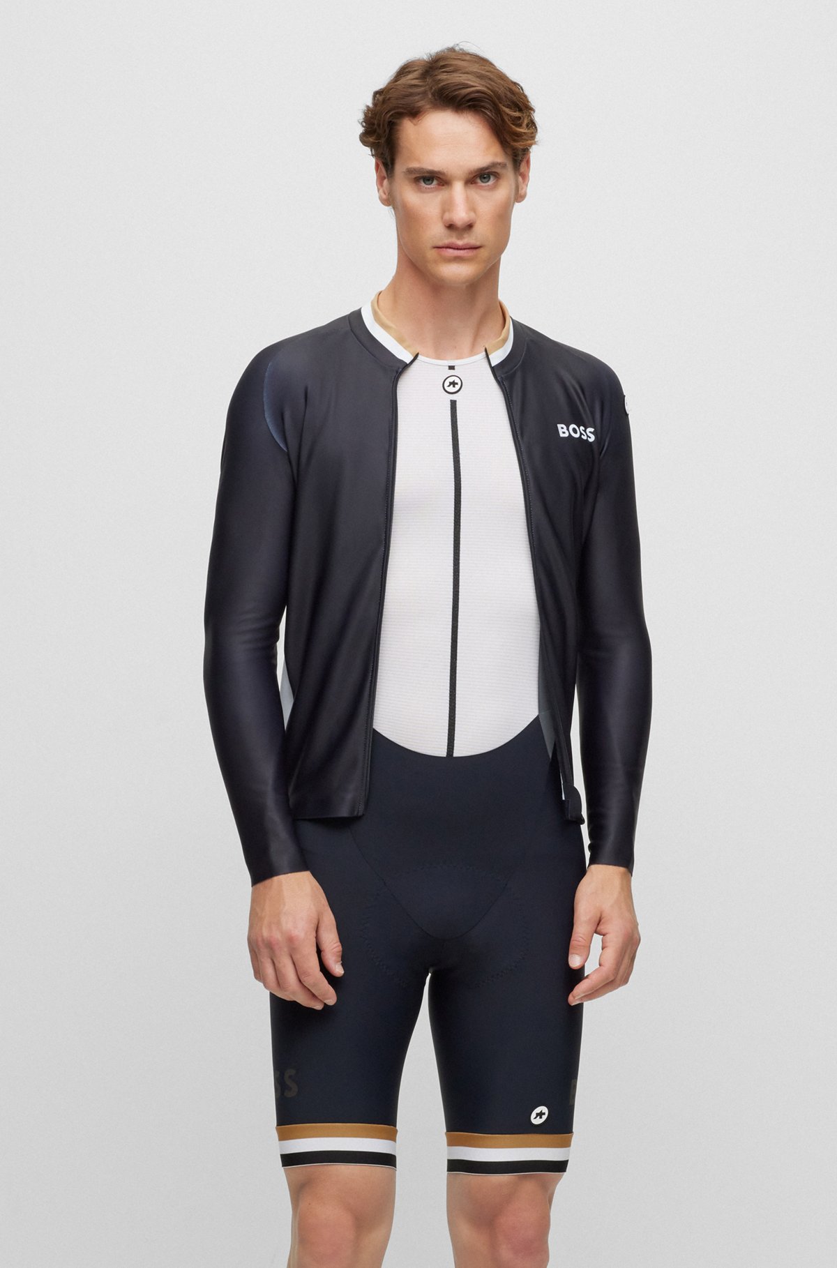 BOSS - BOSS x ASSOS body-mapped jersey top with branding - Black BOSS - BOSS x ASSOS body-mapped jersey top with branding - Black
