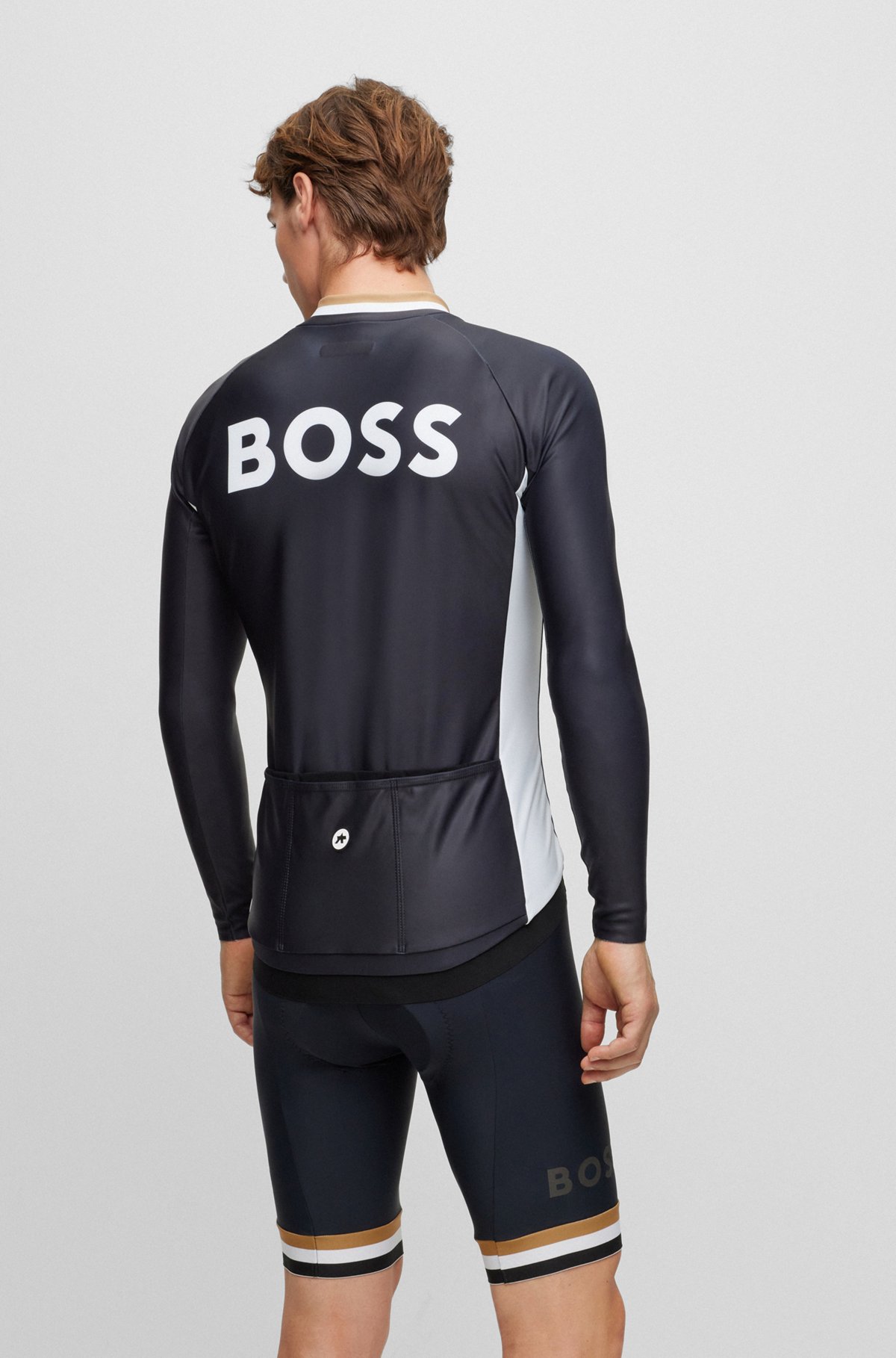  BOSS x ASSOS body-mapped jersey top with branding, Black