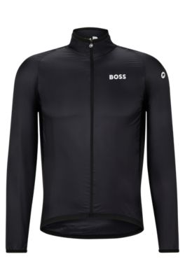 BOSS x ASSOS packable wind jacket with branding, Black