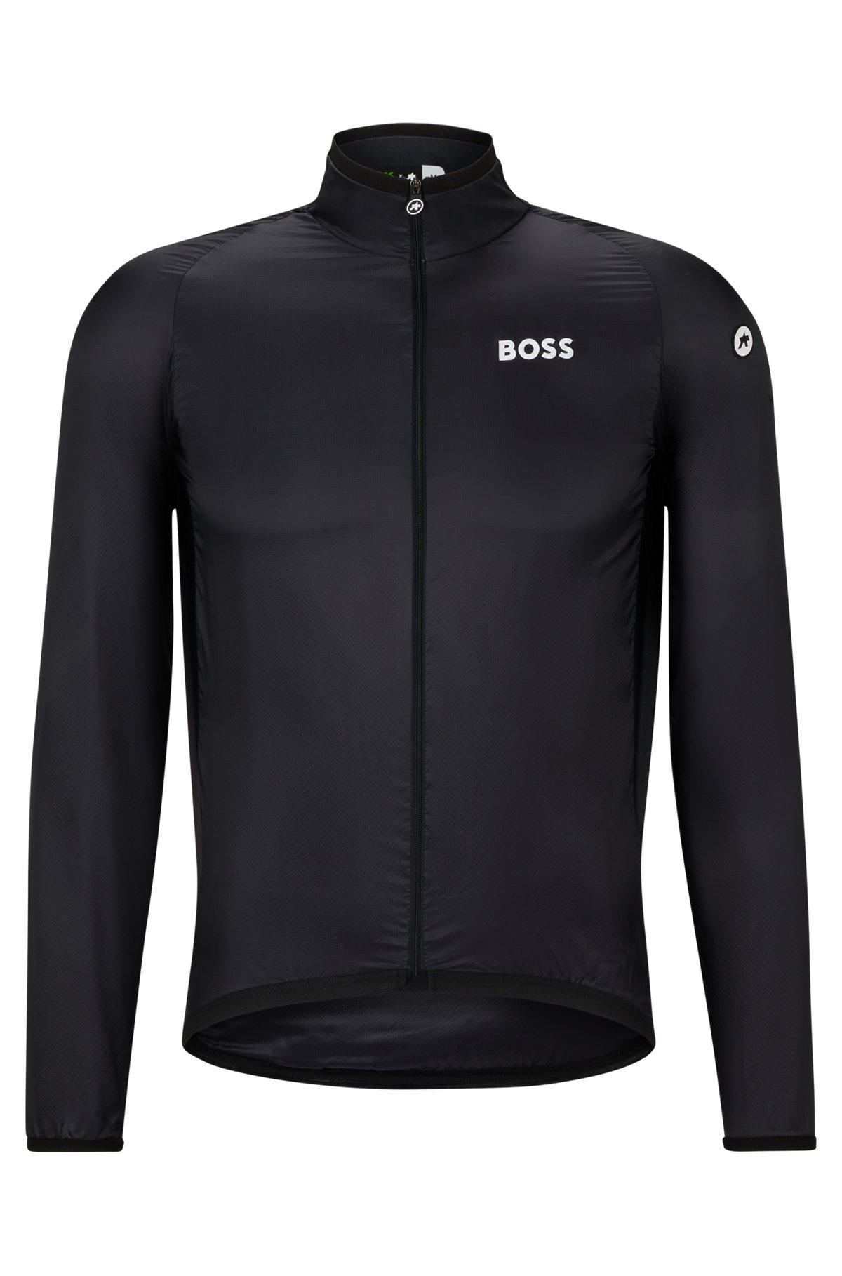 BOSS x ASSOS packable wind jacket with branding, Black