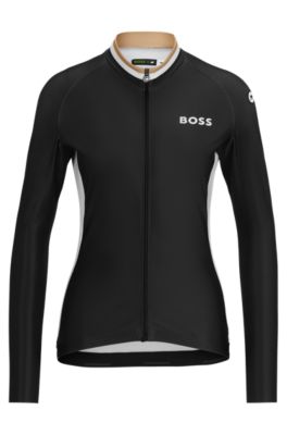 Hugo Boss Boss X Assos Zip-up Jersey Top With Three Rear Pockets In Black