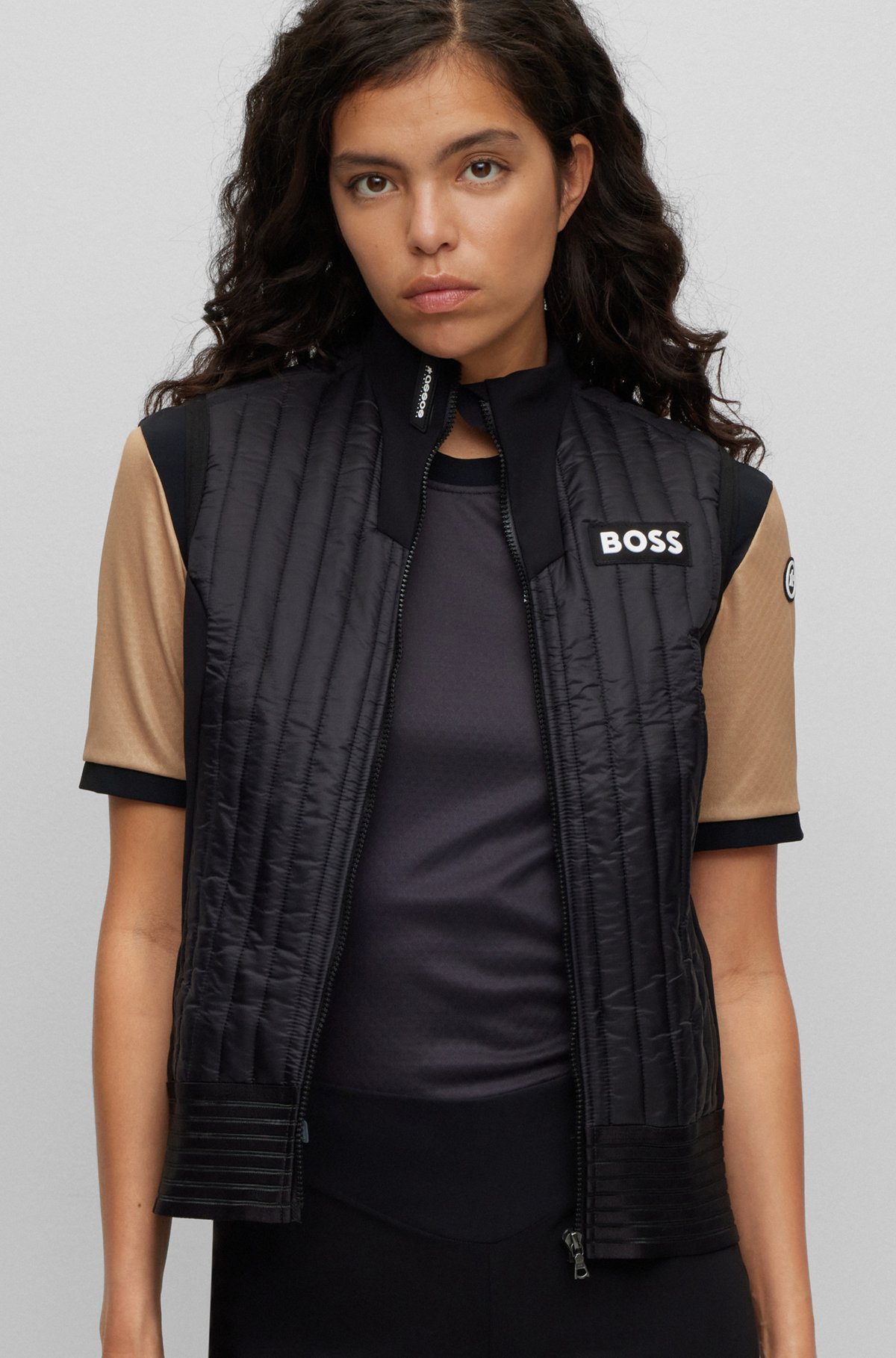 BOSS x ASSOS insulated gilet in water-repellent material, Black