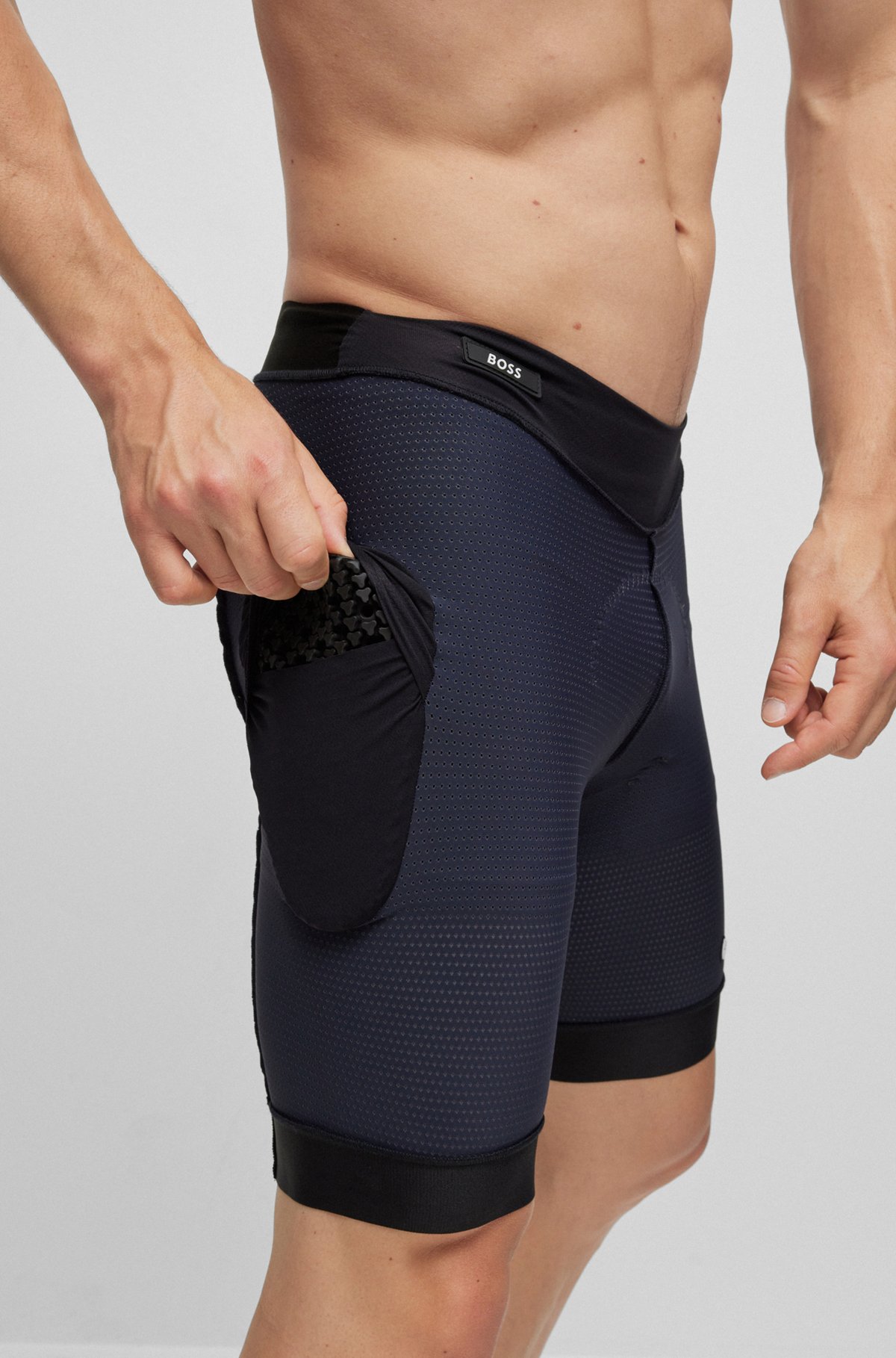 BOSS x ASSOS liner shorts with hip-pad insert, Dark Grey
