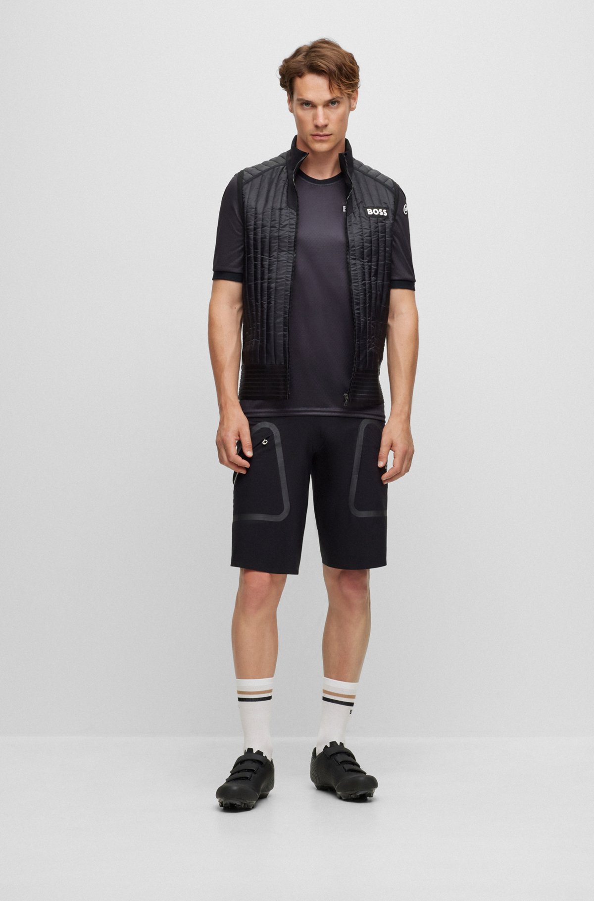 BOSS x ASSOS regular-fit cargo shorts with branding, Black