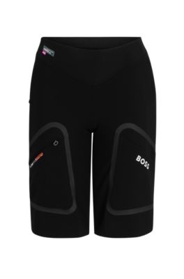 Hugo Boss Boss X Assos Water-repellent Cargo Shorts With Reflective Details In Black
