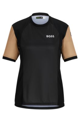 Hugo Boss Boss X Assos Regular-fit Upf35 Jersey Top With Branding In Black