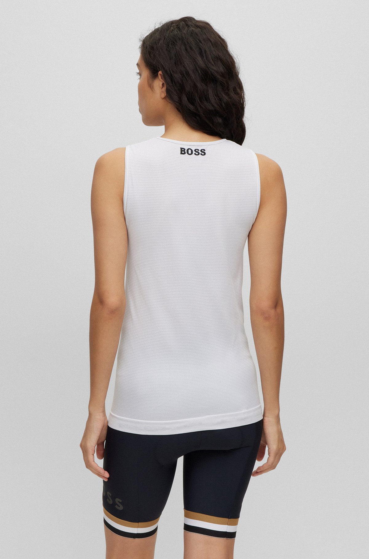 BOSS x ASSOS sleeveless cooling base layer with branding, White