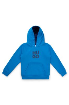 Kids' stacked-logo hoodie in a cotton blend, Blue