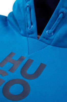 Kids' stacked-logo hoodie in a cotton blend, Blue
