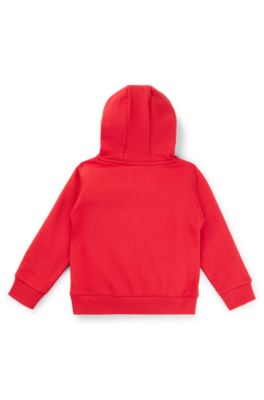 Kids' stacked-logo hoodie in a cotton blend, Red