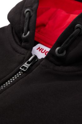 Kids' logo-print zip-up hoodie in a cotton blend, Black