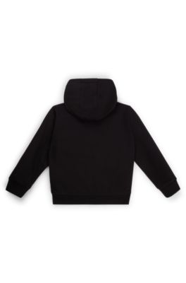 Kids' logo-print zip-up hoodie in a cotton blend, Black