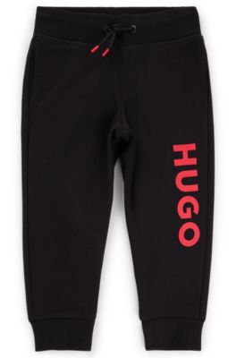 Kids' logo-print tracksuit bottoms in a cotton blend, Black