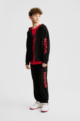 Kids' logo-print tracksuit bottoms in a cotton blend, Black