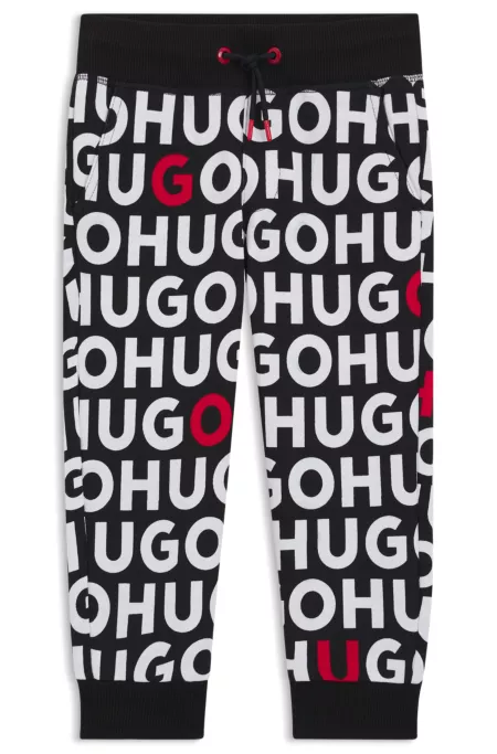Kids' cotton-blend tracksuit bottoms with repeat-logo print