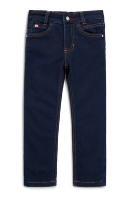 Kids' blue slim-fit jeans in knitted denim, Dark Blue