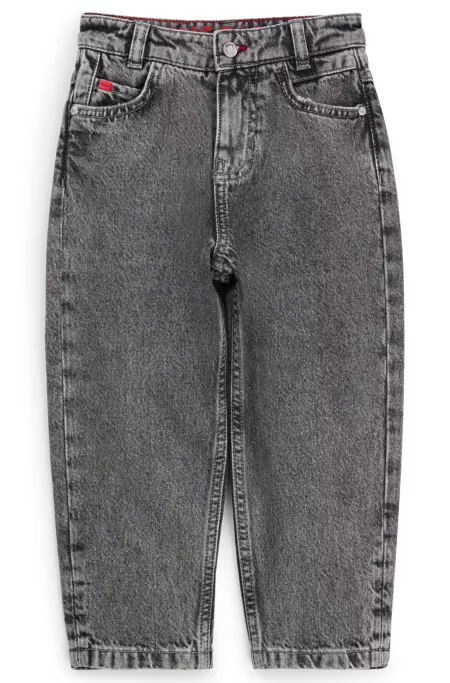 Kids' grey loose-fit jeans in cotton denim