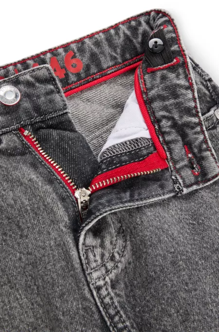 Kids' grey loose-fit jeans in cotton denim