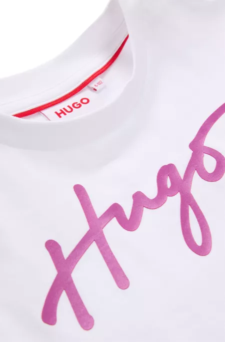 Kids' sleeveless cotton T-shirt with metallic logo