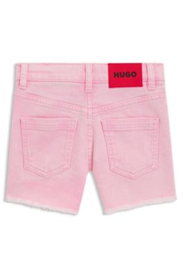 Kids' shorts in stretch-cotton denim, Pink