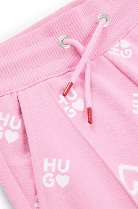 Kids' cotton-blend tracksuit bottoms with logos and hearts