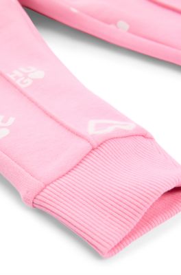 Pantalones de ch&aacute;ndal para ni&ntilde;os en algod&oacute;n con corazones y logos, Pink