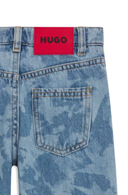 Kids' star-print relaxed-fit jeans in cotton denim