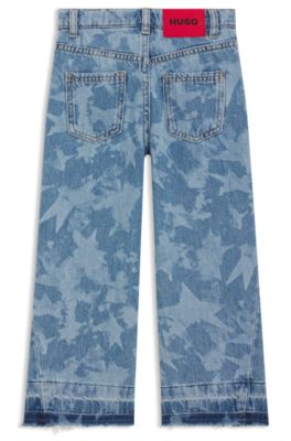 Kids' star-print relaxed-fit jeans in cotton denim, Blue