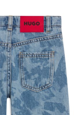 Kids' star-print relaxed-fit jeans in cotton denim, Blue