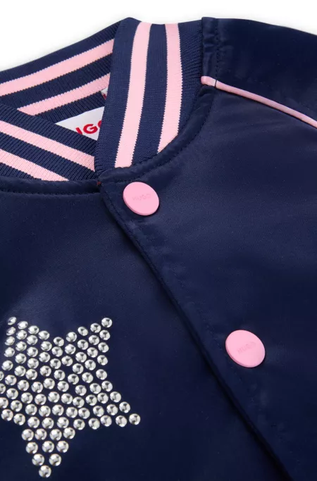 Kids' bomber jacket with branding and stars