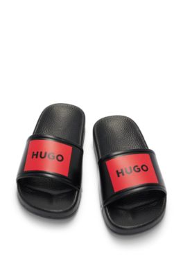 Kids' logo-strap slides in PVC, Black
