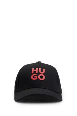 Kids' stacked-logo cap in cotton twill, Black