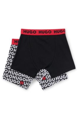 Two-pack of kids' stretch-cotton boxer shorts, Black