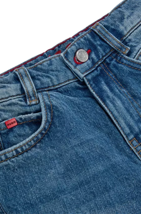 Kids' blue loose-fit jeans in stretch denim