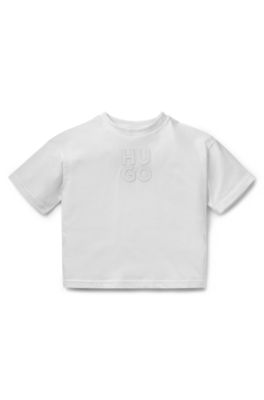 HUGO Kids' loosefit Tshirt in cotton with stacked logo