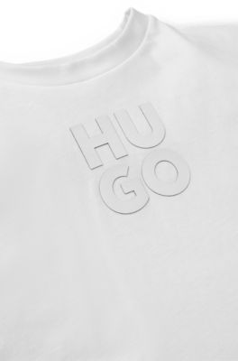 HUGO Kids' loosefit Tshirt in cotton with stacked logo