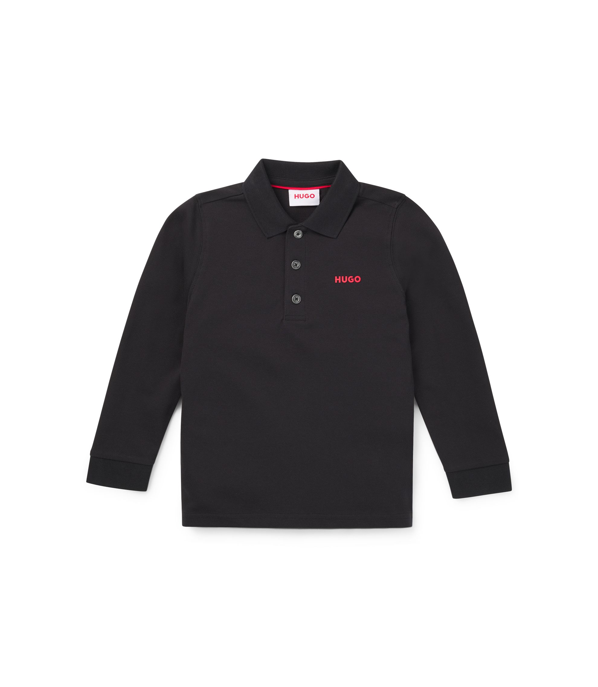 Kids' long-sleeved polo shirt with logo print