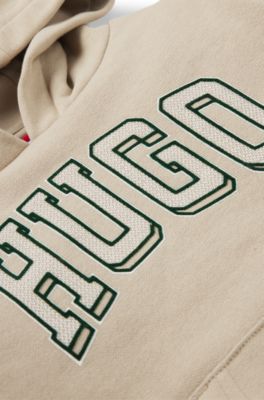 Sudadera de algod&oacute;n para ni&ntilde;os con capucha y logo de temporada, Beige claro