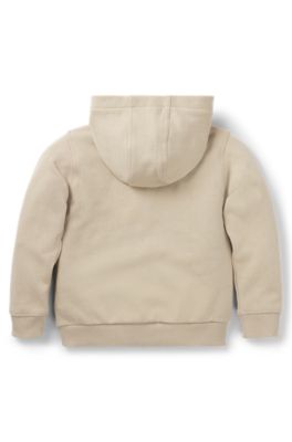 Sudadera de algod&oacute;n para ni&ntilde;os con capucha y logo de temporada, Beige claro