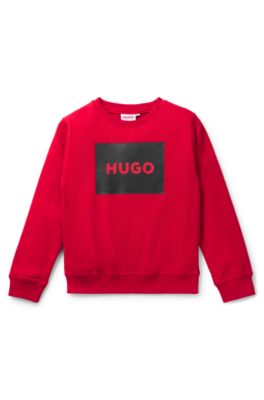 Sudadera de algod&oacute;n para ni&ntilde;os con logo cuadrado estampado, Rojo