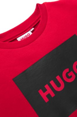 Sudadera de algod&oacute;n para ni&ntilde;os con logo cuadrado estampado, Rojo