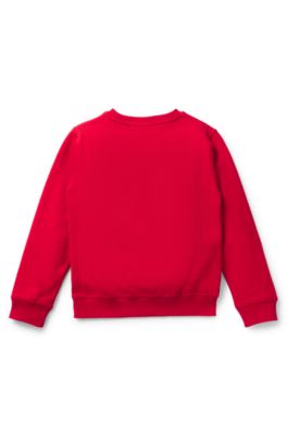 Sudadera de algod&oacute;n para ni&ntilde;os con logo cuadrado estampado, Rojo