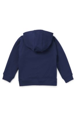 Sudadera para ni&ntilde;os en algod&oacute;n con capucha y detalle de logo apilado, Azul oscuro