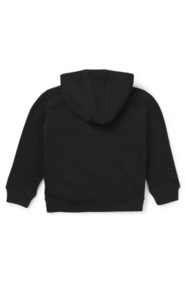 Sudadera de cremallera con capucha para ni&ntilde;os en algod&oacute;n con logo estampado, Negro