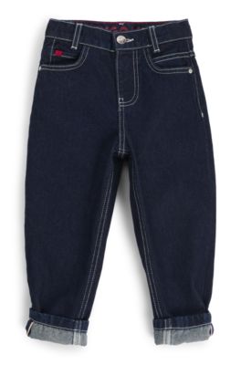 Kids' loose-fit jeans in blue rinse-washed denim, Dark Blue