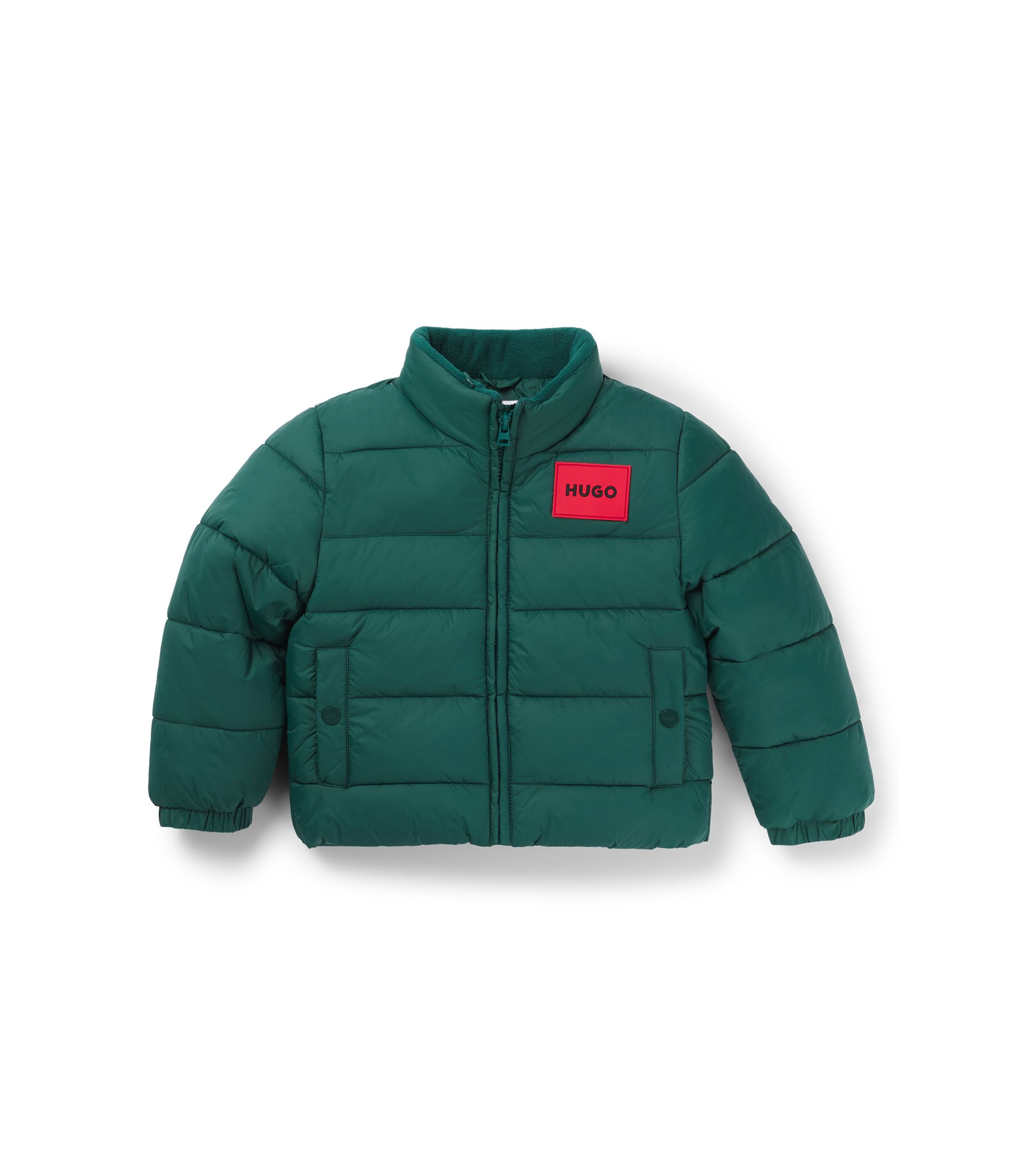 Kids' water-repellent puffer jacket with hidden hood
