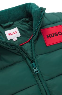 Chaqueta acolchada repelente al agua con capucha oculta para ni&ntilde;os, Verde