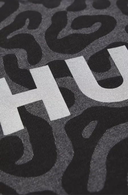 Kids' cheetah-print T-shirt in cotton with lustrous logo