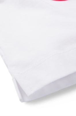 Camiseta de algod&oacute;n para ni&ntilde;os con logo apilado floral estampado, Blanco