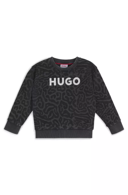 Kids' cheetah-print sweatshirt with rear zip